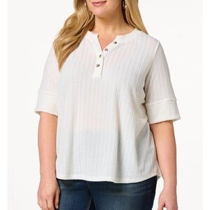 White Button-Front Women's Top